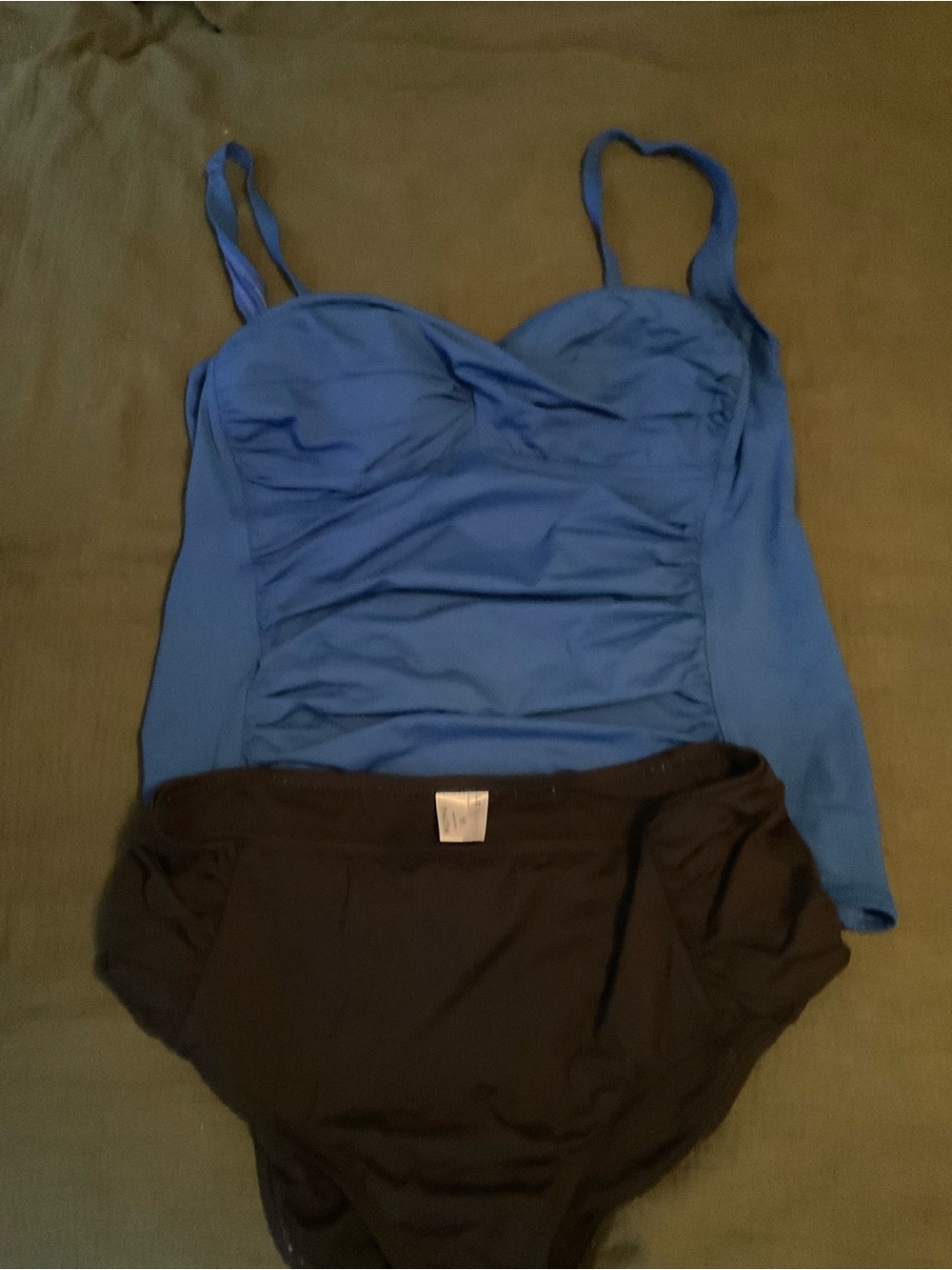 Liz Claiborne Blue Tankini Top with Black Bikini Bottom